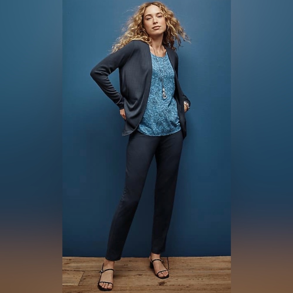 J. Jill Wearever Collection Smooth Fit Slim Leg Pants Navy Size Medium Petite
